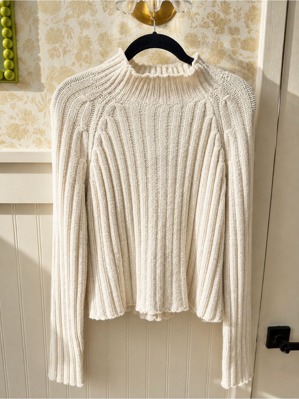 American Eagle Women’s XL Cream Cable Knit Mock Neck Sweater